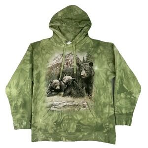 The Mountain AOP Grizzly Bear Hoodie Sweatshirt Adult Size Medium Tie Dye